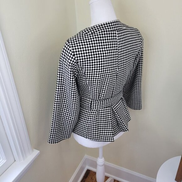 Ann Taylor Loft Hounds Tooth Tie Front Wool Blend Blazer Jacket Women's SZ 0 - Picture 6 of 15